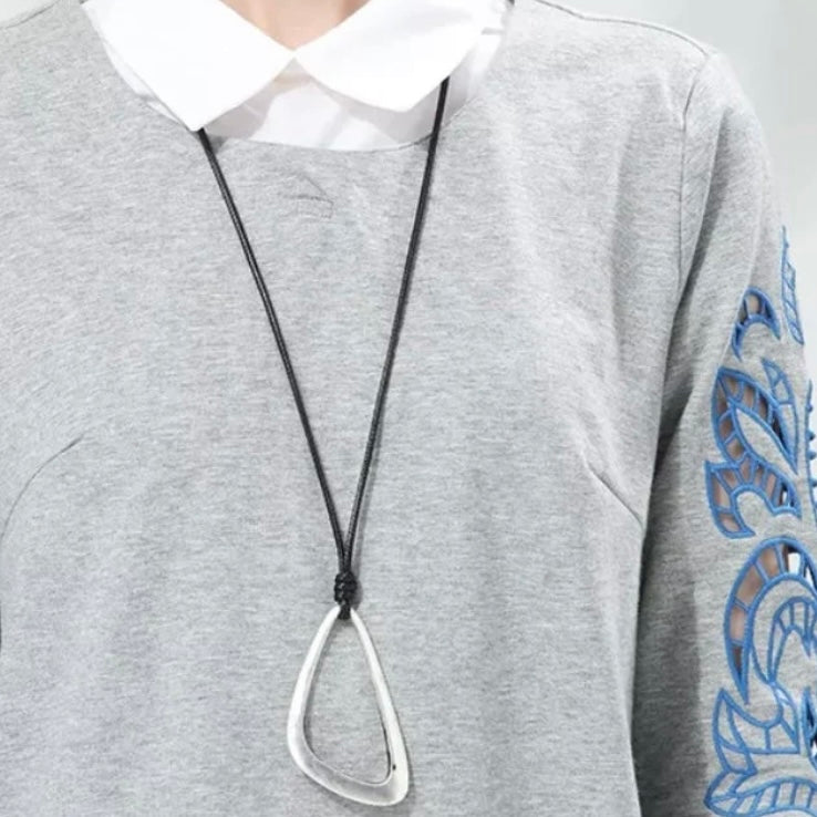 Long Sweater Triangle Pendant Statement Necklace