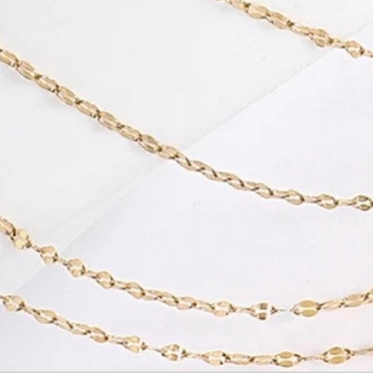 Elegant Simple Layered Thin Gold Colour Chain Necklace