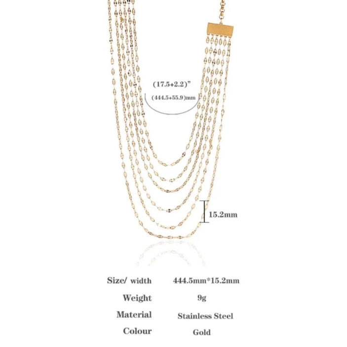 Elegant Simple Layered Thin Gold Colour Chain Necklace