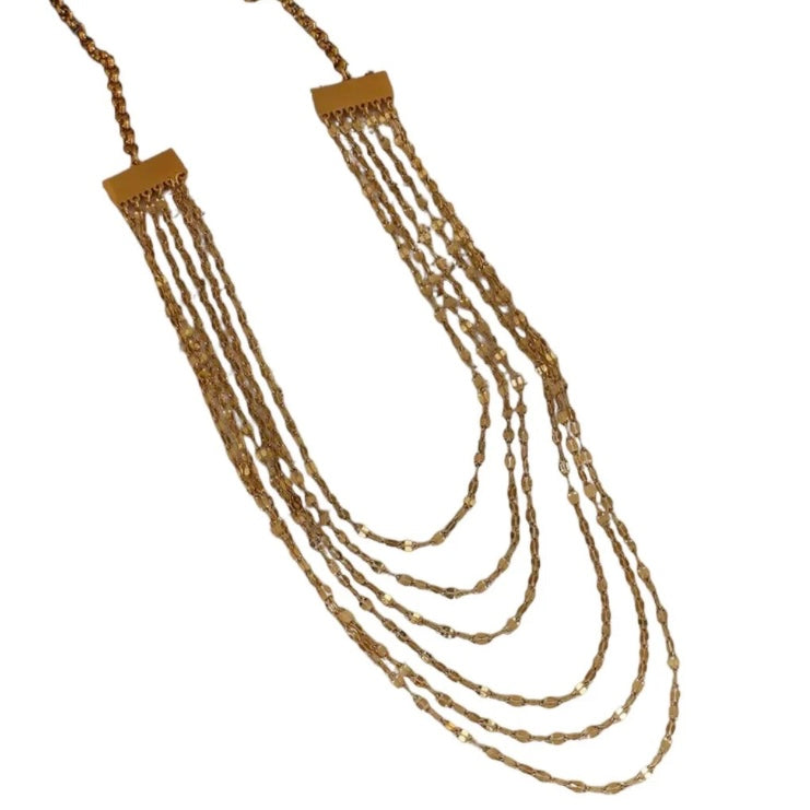 Elegant Simple Layered Thin Gold Colour Chain Necklace