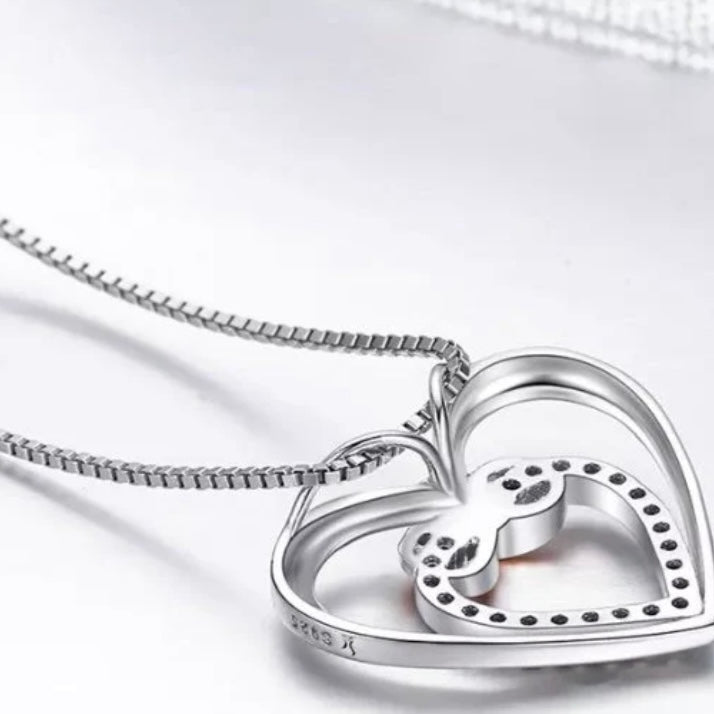 Stunning 925 Sterling Silver Infinity Love Forever Heart Pendant Necklace