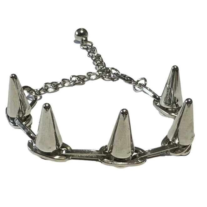 Punk Gothic Handmade Spike Rivet Chain Bracelet Bangle Available in Black or Silver Colour