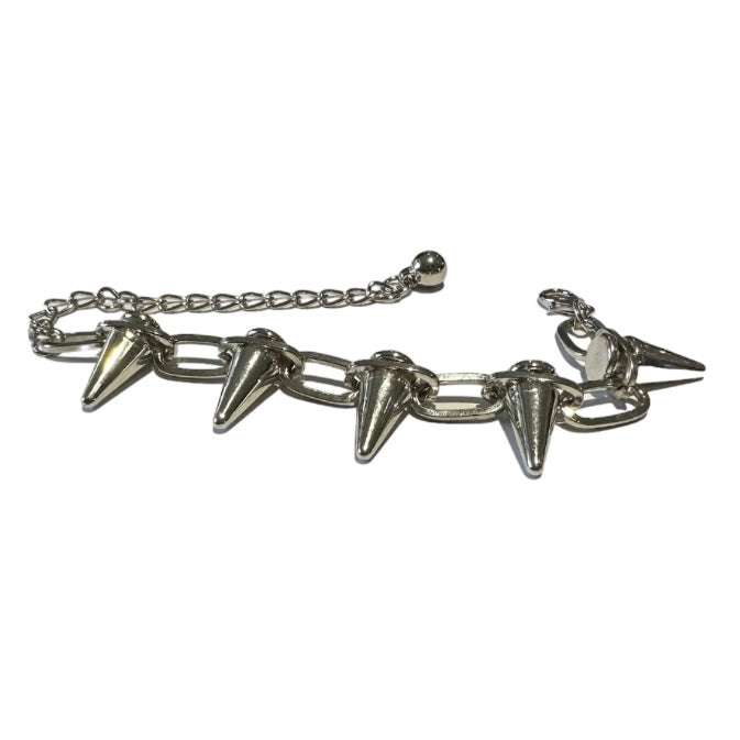 Punk Gothic Handmade Spike Rivet Chain Bracelet Bangle Available in Black or Silver Colour