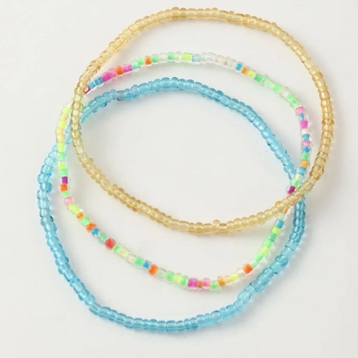 3pcs/Set Bohemian Colourful Beaded Beach Anklet