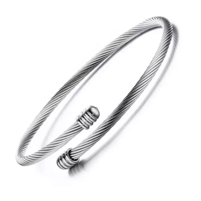 Twist Cable Open Stainless Steel Bracelet Available in Silver Gold Rose Gold Colours