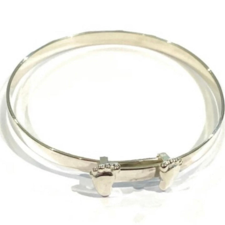 Stunning Sterling Silver Foot Design Baby Bangle