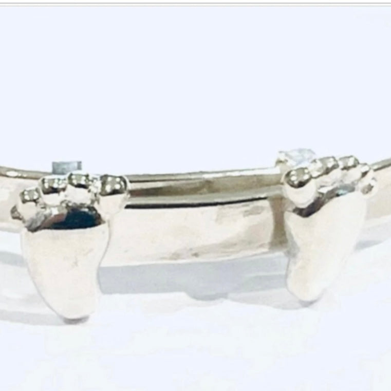 Stunning Sterling Silver Foot Design Baby Bangle