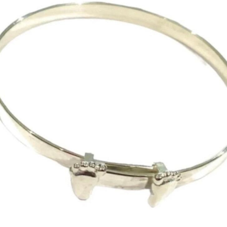 Stunning Sterling Silver Foot Design Baby Bangle