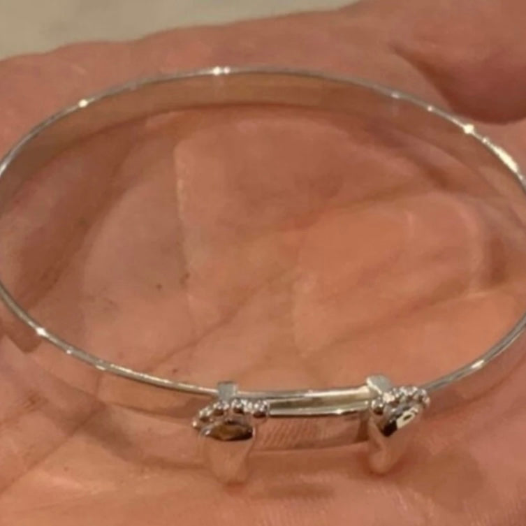 Stunning Sterling Silver Foot Design Baby Bangle