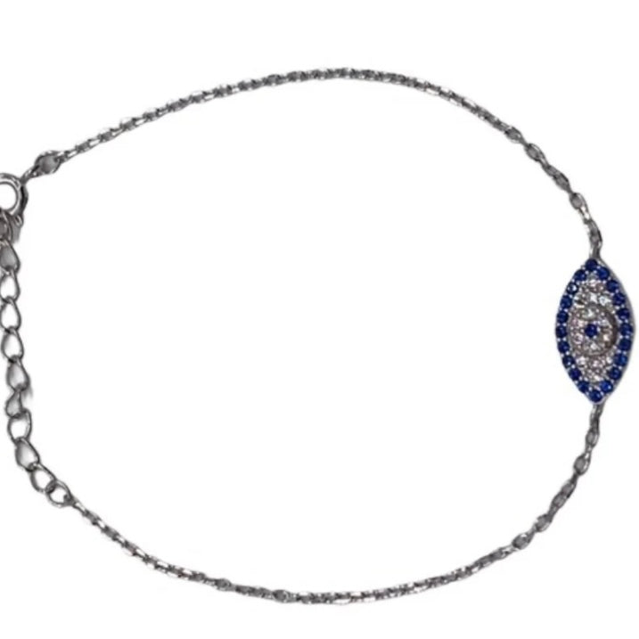 Sterling Silver Clear & Sapphire Cubic Zirconia Eye Bracelet