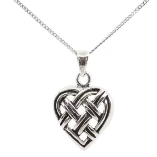 Sterling Silver Celtic Heart Pendant Necklace