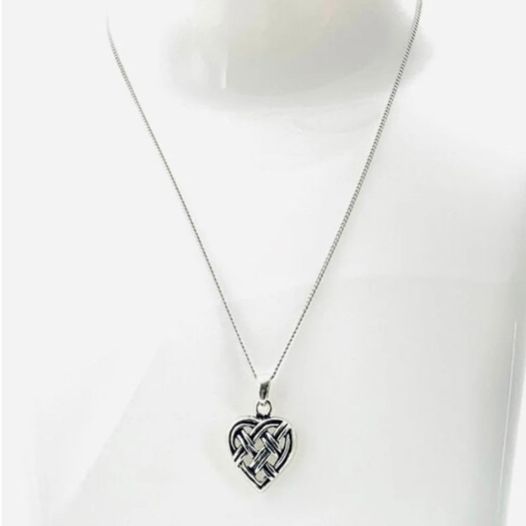 Sterling Silver Celtic Heart Pendant Necklace