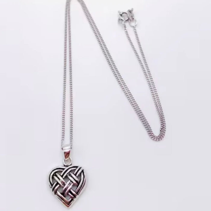 Sterling Silver Celtic Heart Pendant Necklace