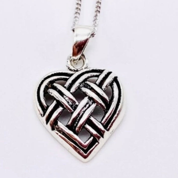 Sterling Silver Celtic Heart Pendant Necklace