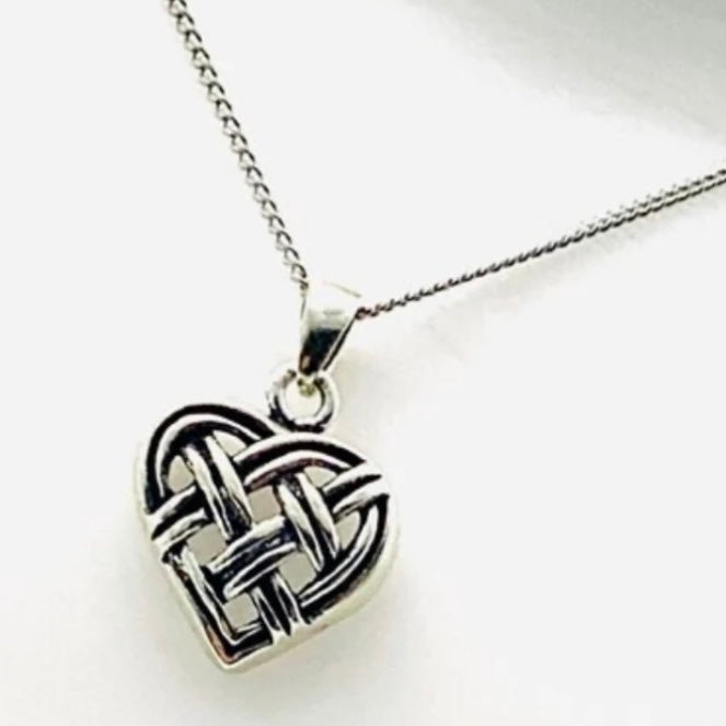 Sterling Silver Celtic Heart Pendant Necklace