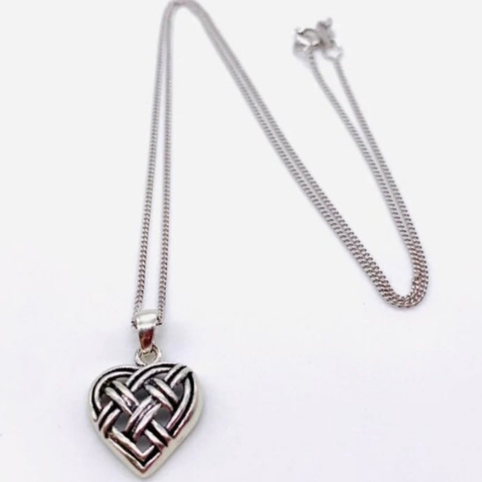 Sterling Silver Celtic Heart Pendant Necklace