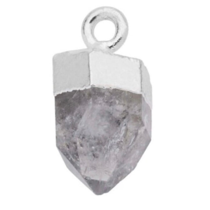 Stunning Birthstone 8-10mm Sterling Silver Electroplated Raw Gemstone Pendant/Charm/Dropper January - June