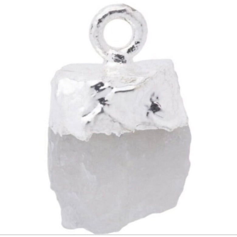 Stunning Birthstone 8-10mm Sterling Silver Electroplated Raw Gemstone Pendant/Charm/Dropper January - June