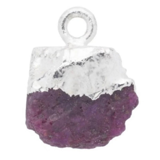 Stunning Birthstone 8-10mm Sterling Silver Electroplated Raw Gemstone Pendant/Charm/Dropper July - December