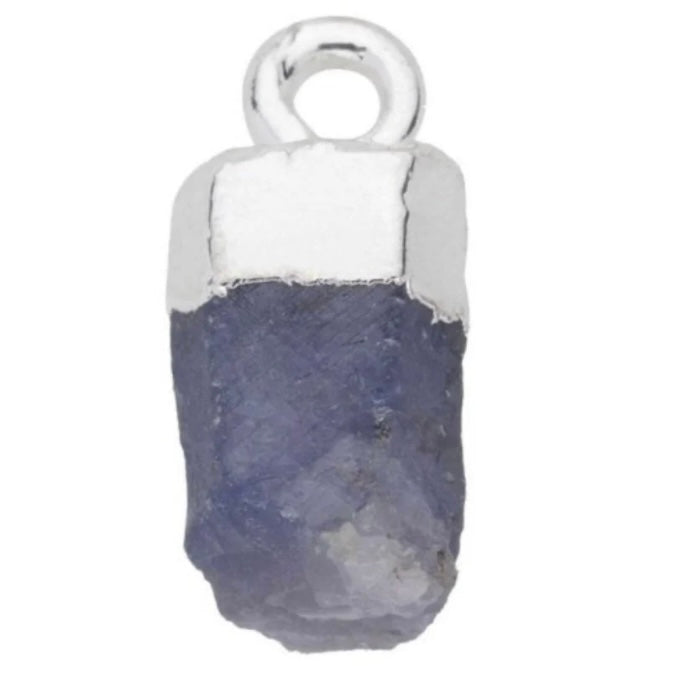 Stunning Birthstone 8-10mm Sterling Silver Electroplated Raw Gemstone Pendant/Charm/Dropper July - December