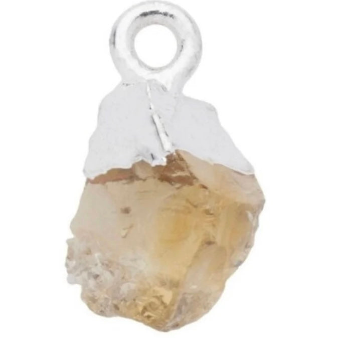 Stunning Birthstone 8-10mm Sterling Silver Electroplated Raw Gemstone Pendant/Charm/Dropper July - December