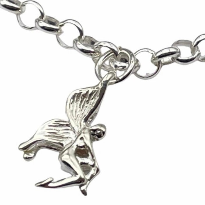 Pretty 925 Sterling Silver Charm Bracelet with 5 Traditional 925 Sterling Silver Fairy Charms