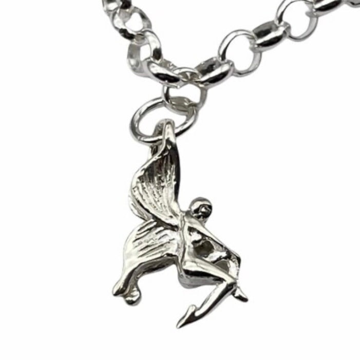 Pretty 925 Sterling Silver Charm Bracelet with 5 Traditional 925 Sterling Silver Fairy Charms