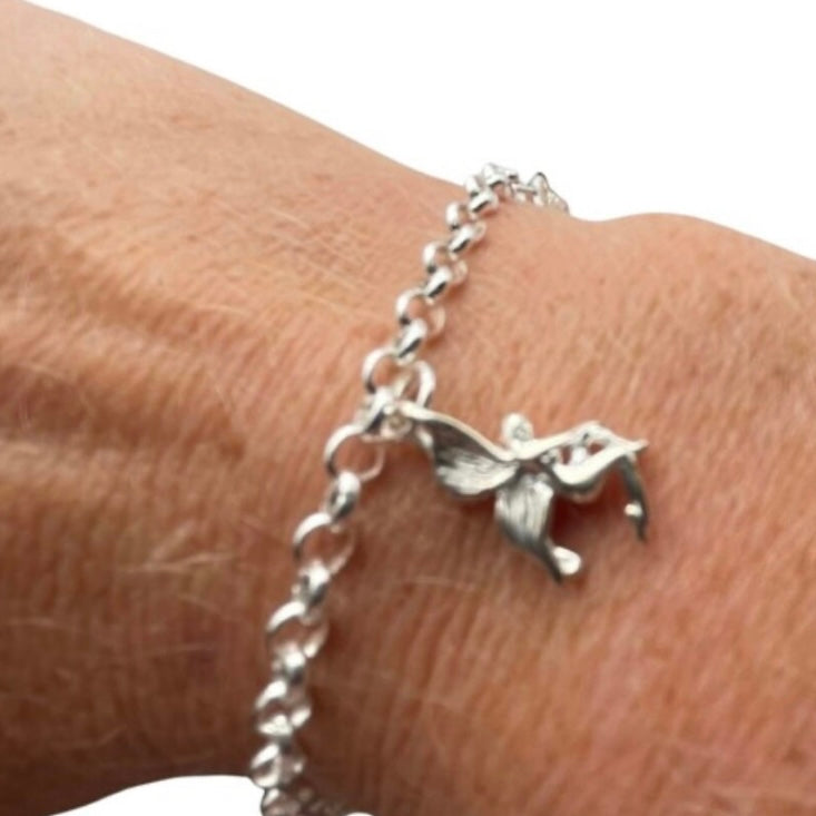 Pretty 925 Sterling Silver Charm Bracelet with 5 Traditional 925 Sterling Silver Fairy Charms