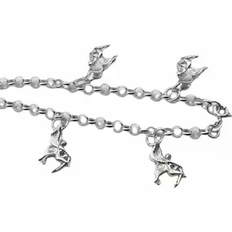 Pretty 925 Sterling Silver Charm Bracelet with 5 Traditional 925 Sterling Silver Fairy Charms