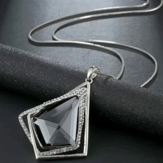 Long Necklace With 4 Sided Geometric Pendant