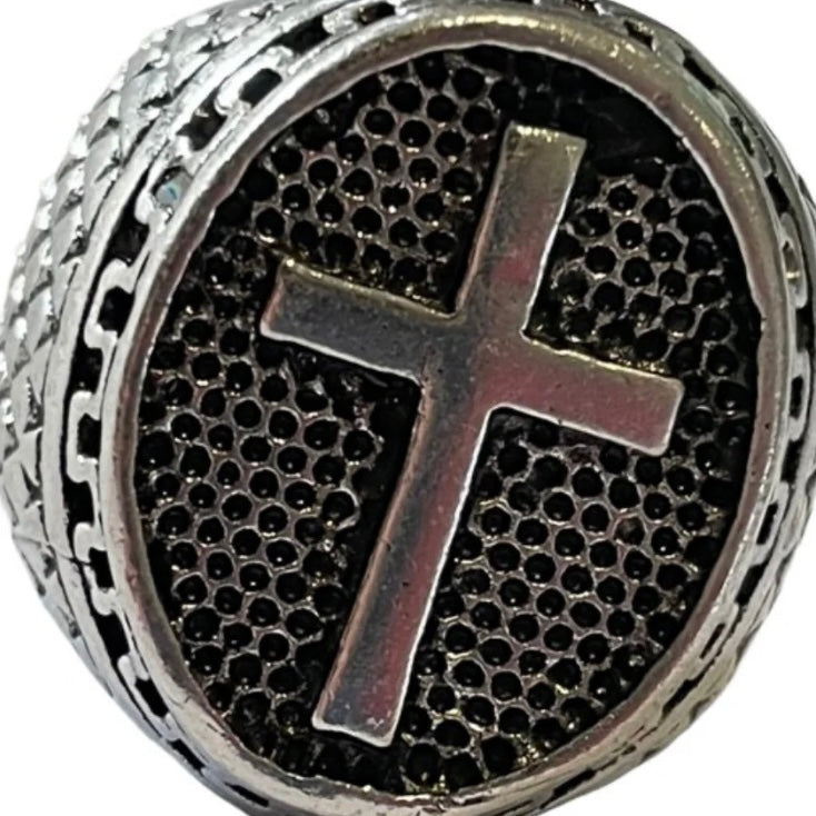 Chunky Cross Open Adjustable Ring