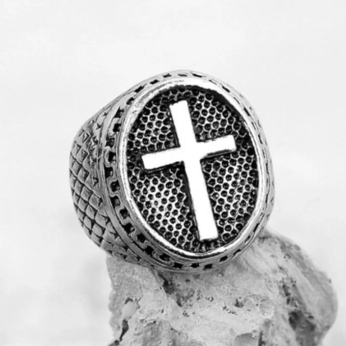 Chunky Cross Open Adjustable Ring