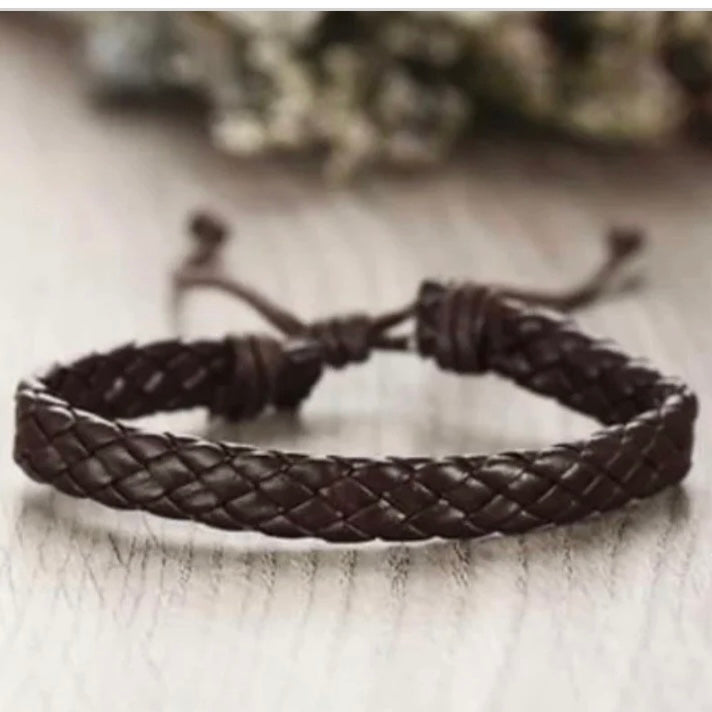 Genuine Vintage Brown Leather Multilayer Bracelet