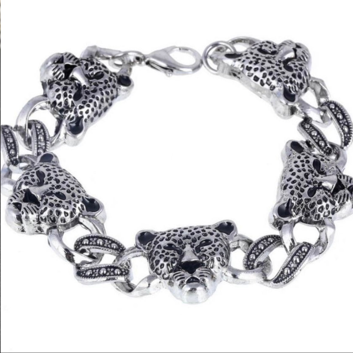 Stainless Steel Leopard Charm Chain Bracelet