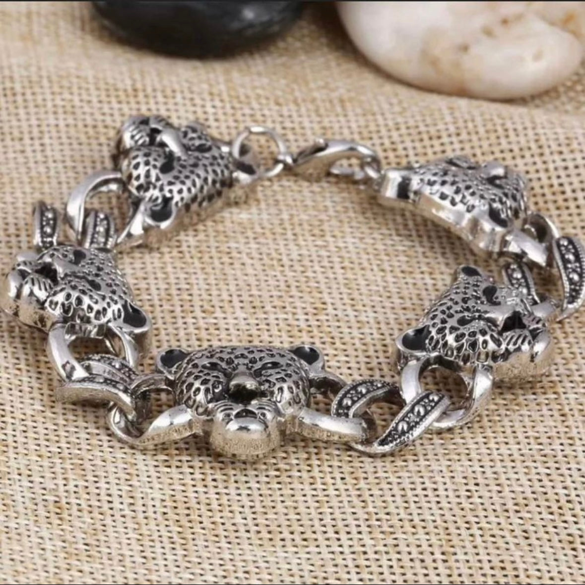 Stainless Steel Leopard Charm Chain Bracelet