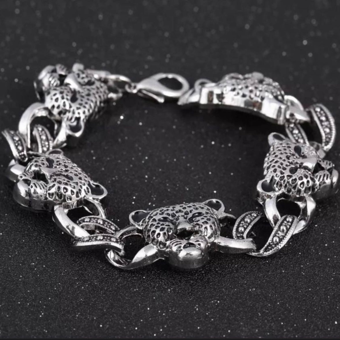 Stainless Steel Leopard Charm Chain Bracelet