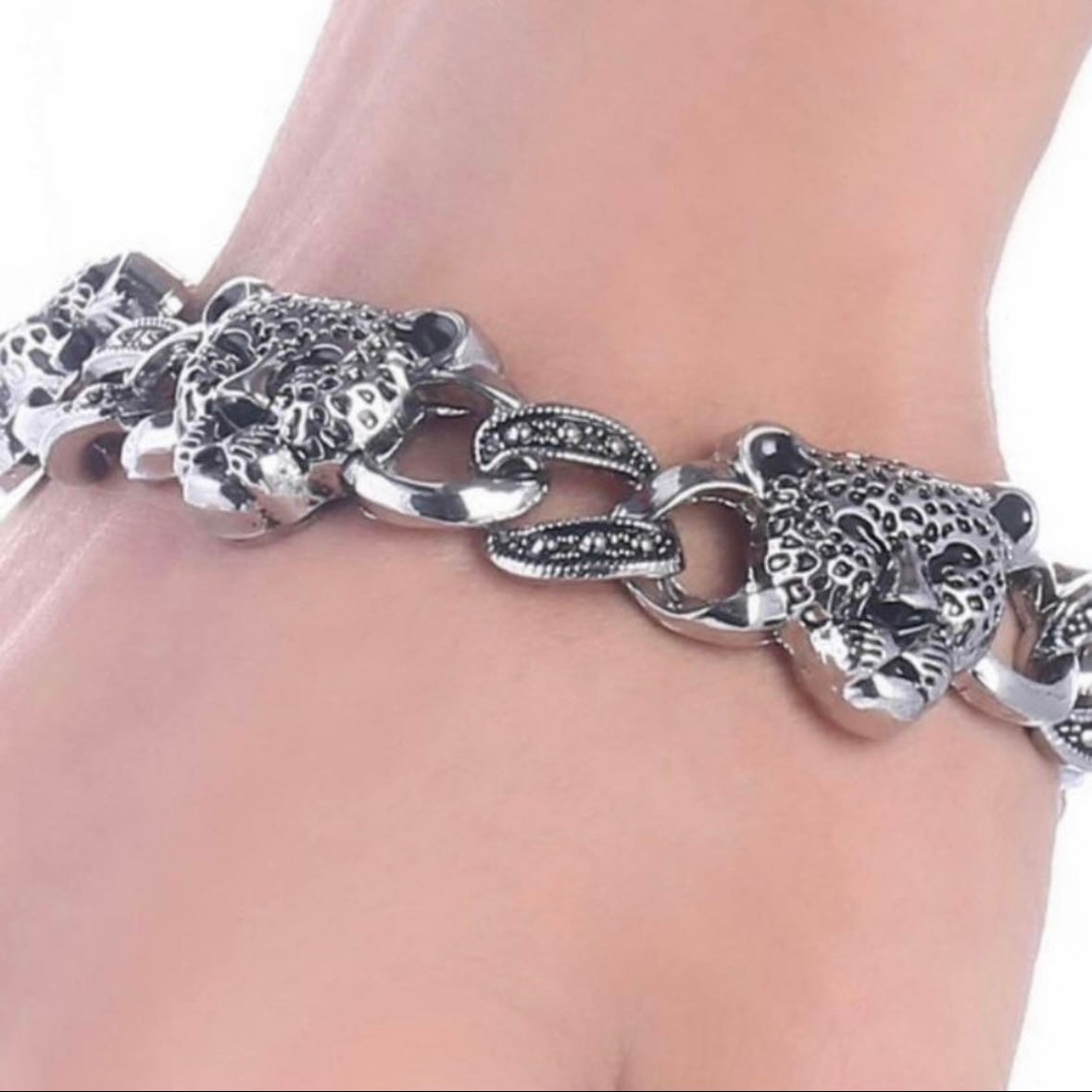 Stainless Steel Leopard Charm Chain Bracelet