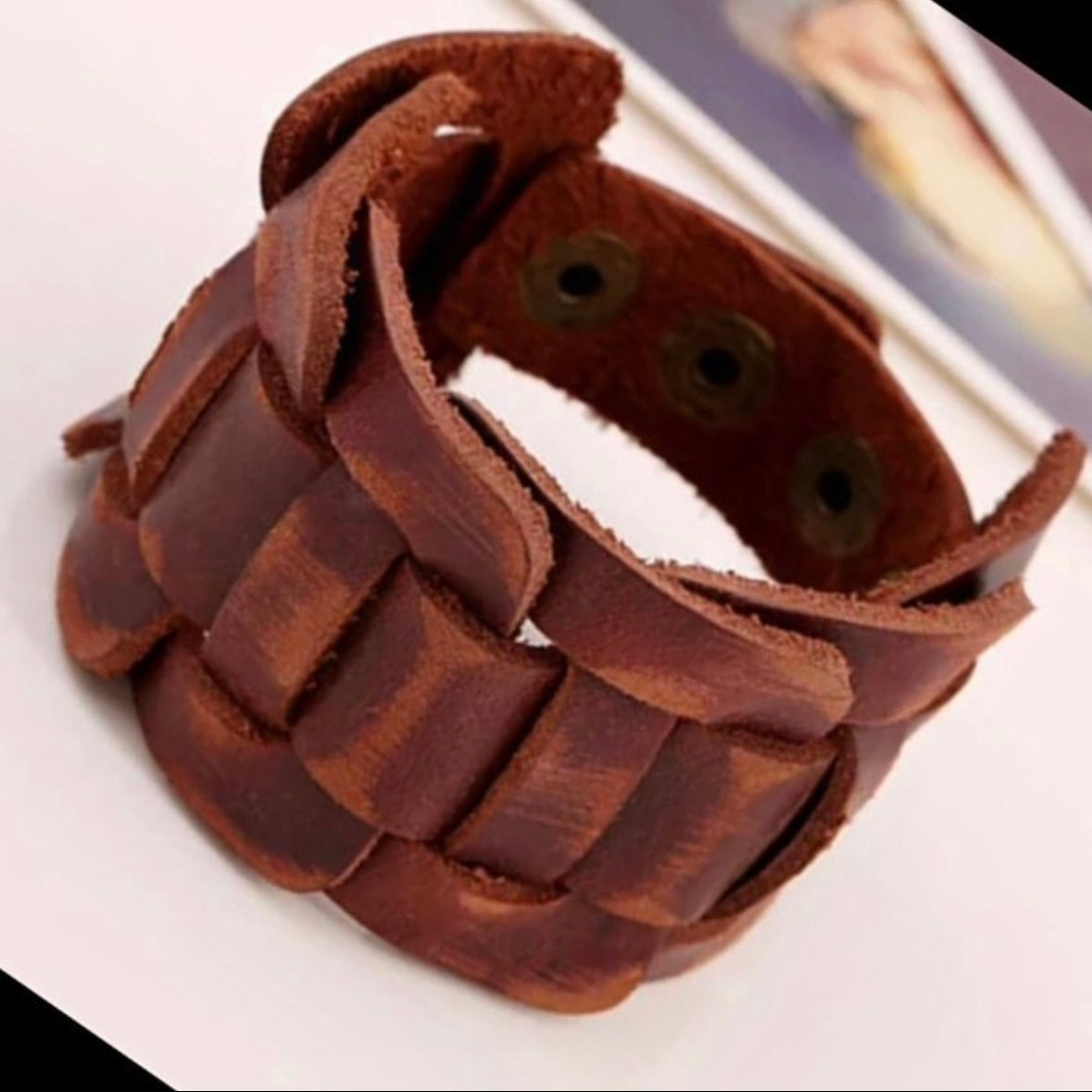 Stylist Leather Cuff Wristband Bracelet Available in Brown or Black Colour