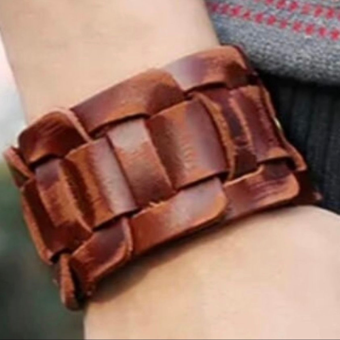 Stylist Leather Cuff Wristband Bracelet Available in Brown or Black Colour