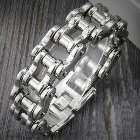 Heavy Stainless Steel Hiphop Rocker Motorcycle Chain Biker Bracelet