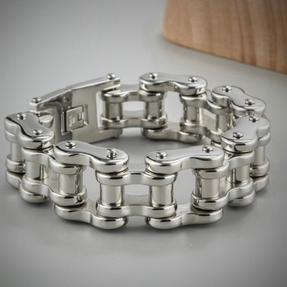 Heavy Stainless Steel Hiphop Rocker Motorcycle Chain Biker Bracelet