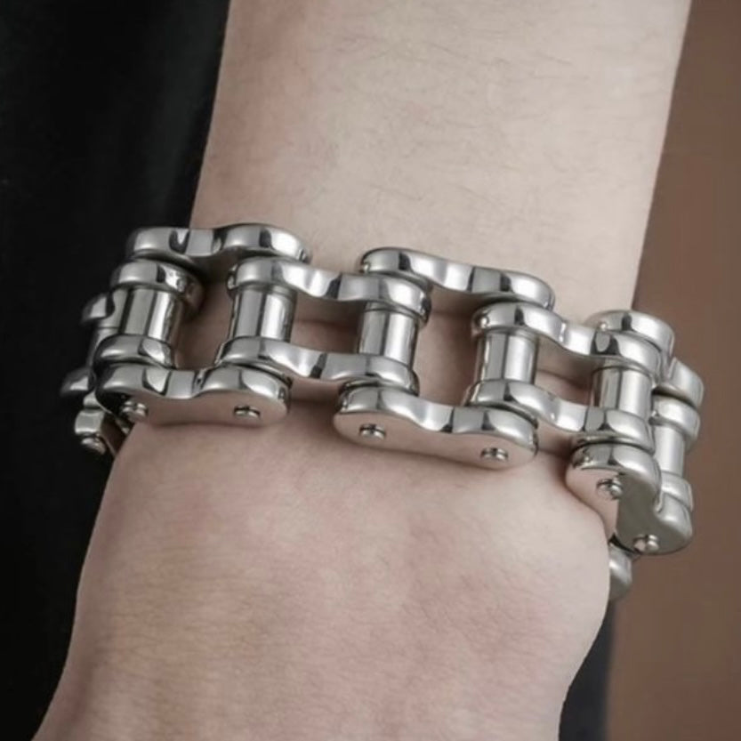 Heavy Stainless Steel Hiphop Rocker Motorcycle Chain Biker Bracelet