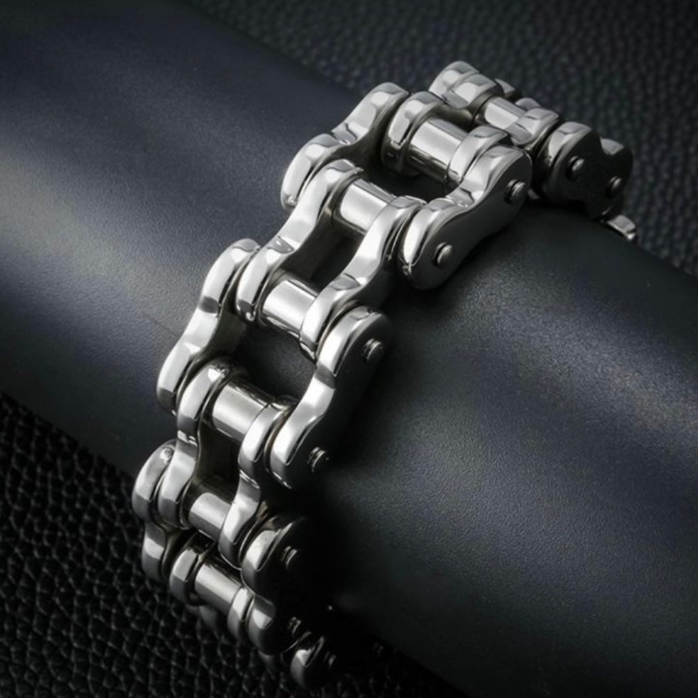 Heavy Stainless Steel Hiphop Rocker Motorcycle Chain Biker Bracelet