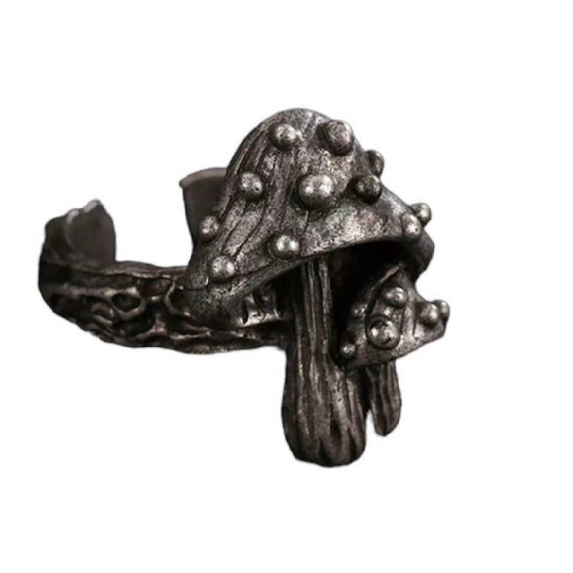 Double Mushroom Open Adjustable Gothic Punk Ring