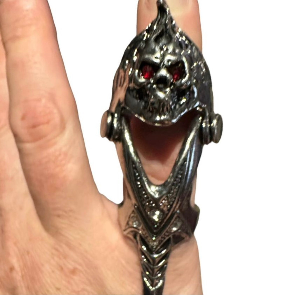 Gothic Vintage Silver Large Skull Joint Ring