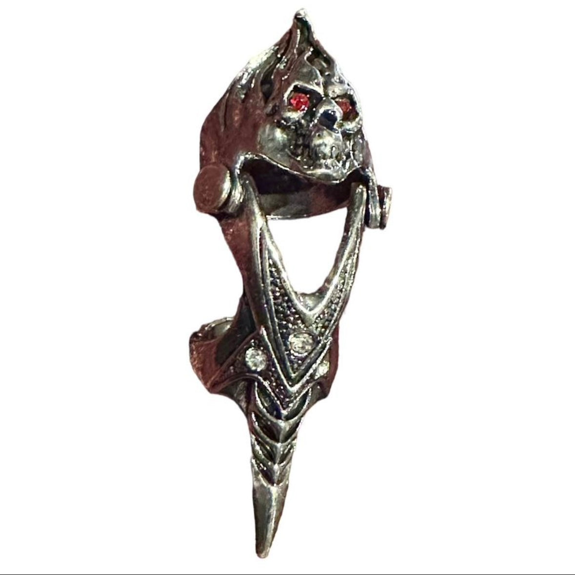 Gothic Vintage Silver Large Skull Joint Ring