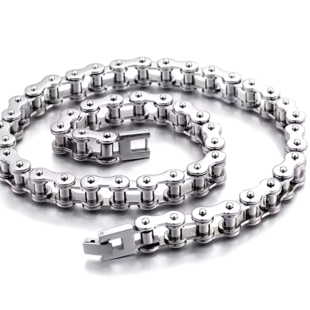 11mm Heavy Punk Bike Motorcycle Link Stainless Steel Biker Chain Necklace - 70cm