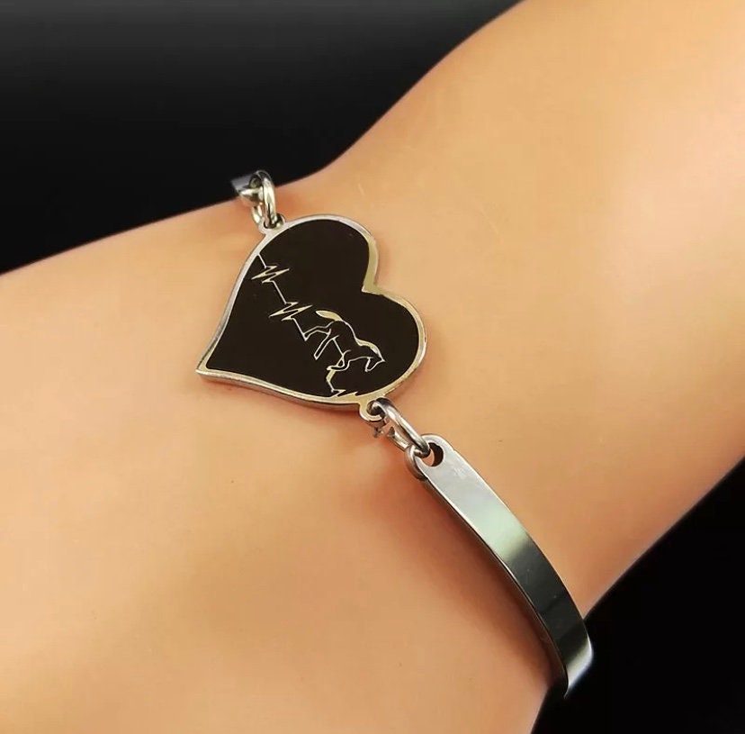 Beautiful Heart Horse Stainless Steel Bracelet