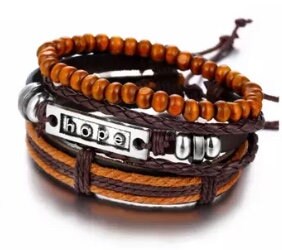 3 Layer Hope Leather Beaded Charm Bracelet