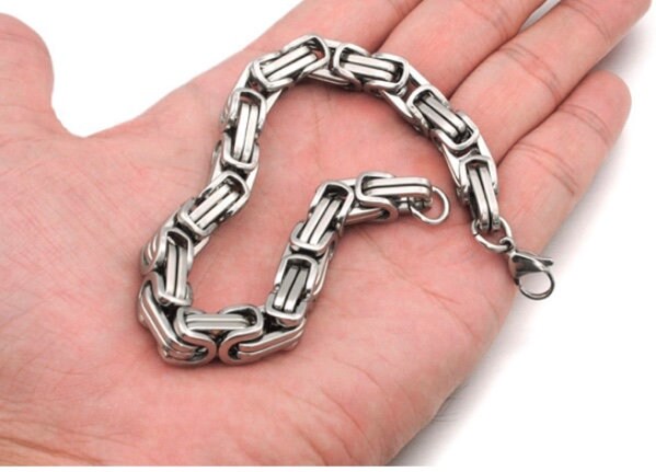 5.5mm Chunky Silver Colour Stainless Steel Link Chain Bracelet